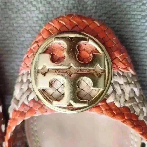 Tory Burch Womens Chelsea Woven Cap-Toe Ballet Flats - Picture 3 of 5